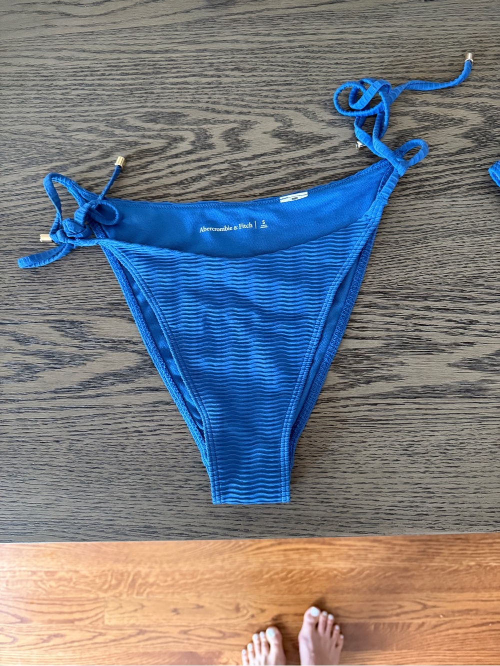 Abercrombie & Fitch Royal Blue Ribbed Triangle Bikini Set w/ 3 bottoms - Picture 2 of 5